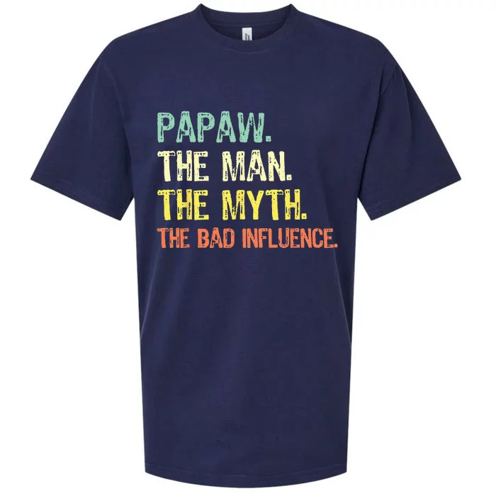 Papaw The Man Myth Bad Influence Retro Gift Grandpa Sueded Cloud Jersey T-Shirt