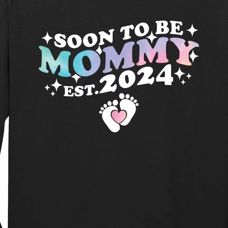 Promoted To Mommy 2024 Soon To Be Mama Funny New Mom Mothers Day Tall Long Sleeve T-Shirt