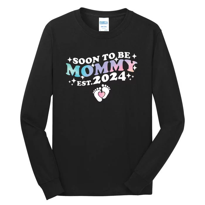 Promoted To Mommy 2024 Soon To Be Mama Funny New Mom Mothers Day Tall Long Sleeve T-Shirt