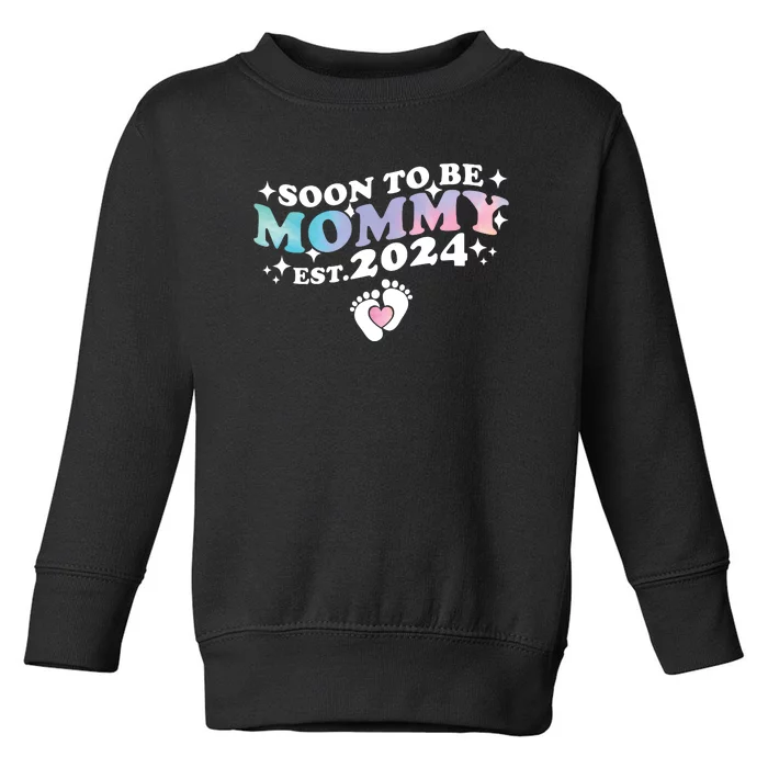 Promoted To Mommy 2024 Soon To Be Mama Funny New Mom Mothers Day Toddler Sweatshirt