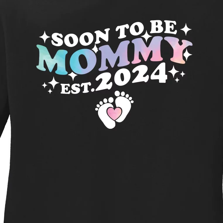 Promoted To Mommy 2024 Soon To Be Mama Funny New Mom Mothers Day Ladies Long Sleeve Shirt