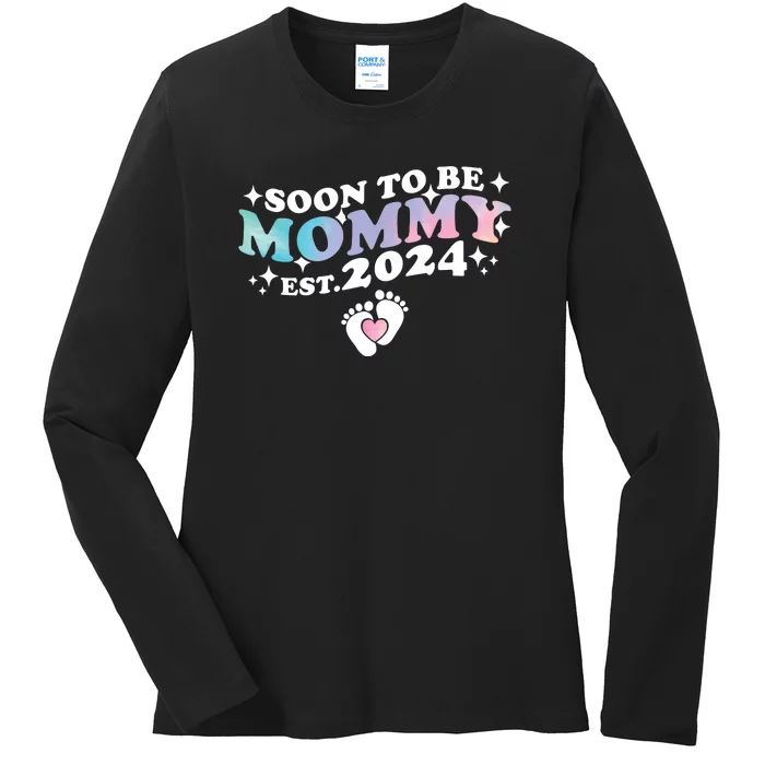 Promoted To Mommy 2024 Soon To Be Mama Funny New Mom Mothers Day Ladies Long Sleeve Shirt