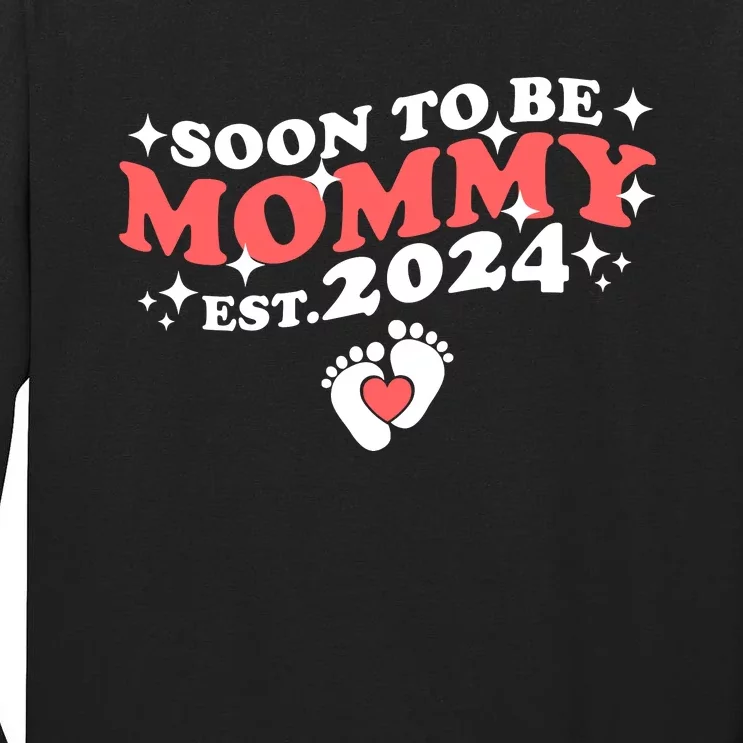 Promoted To Mommy 2024 Soon To Be Mama Funny New Mom Mothers Day Tall Long Sleeve T-Shirt