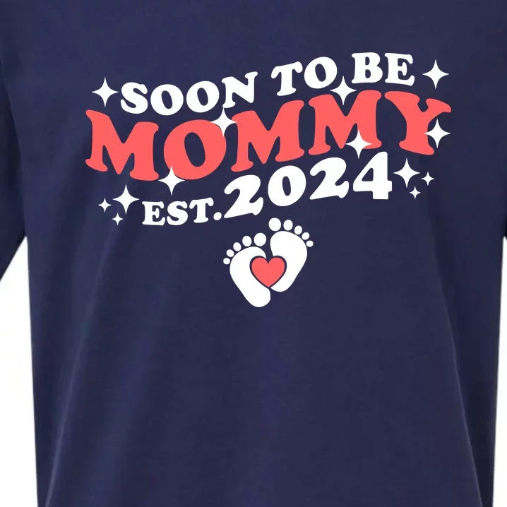 Promoted To Mommy 2024 Soon To Be Mama Funny New Mom Mothers Day Sueded Cloud Jersey T-Shirt