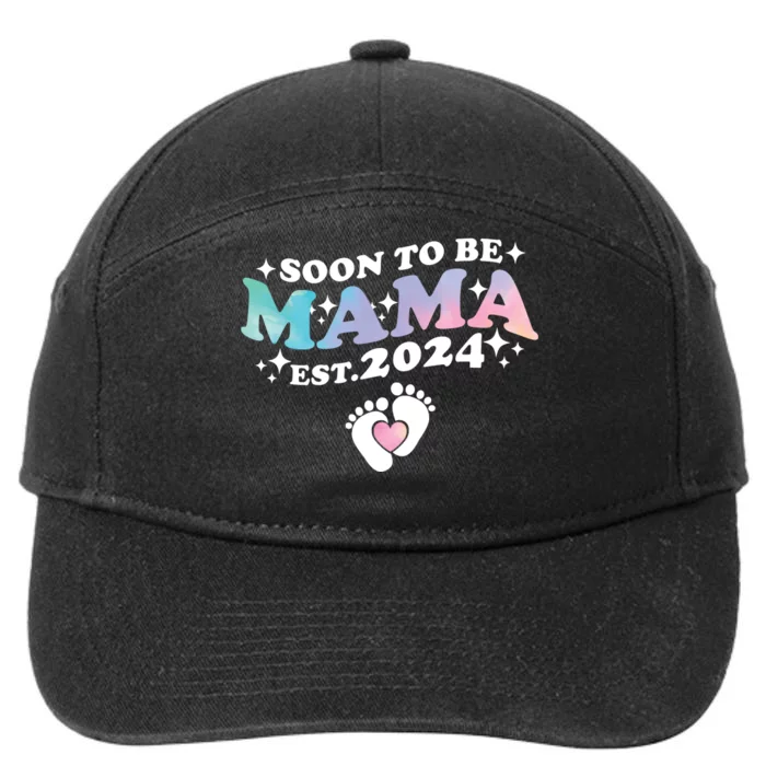 Promoted To Mommy 2024 Soon To Be Mama Funny New Mom Mothers Day 7-Panel Snapback Hat