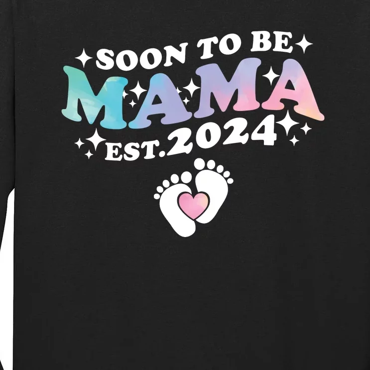 Promoted To Mommy 2024 Soon To Be Mama Funny New Mom Mothers Day Tall Long Sleeve T-Shirt