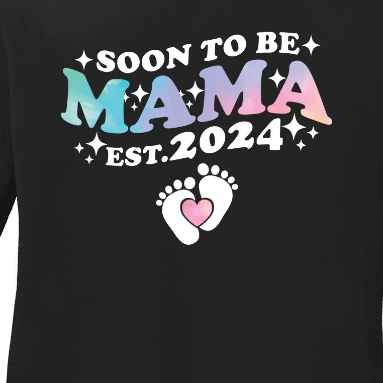 Promoted To Mommy 2024 Soon To Be Mama Funny New Mom Mothers Day Ladies Long Sleeve Shirt