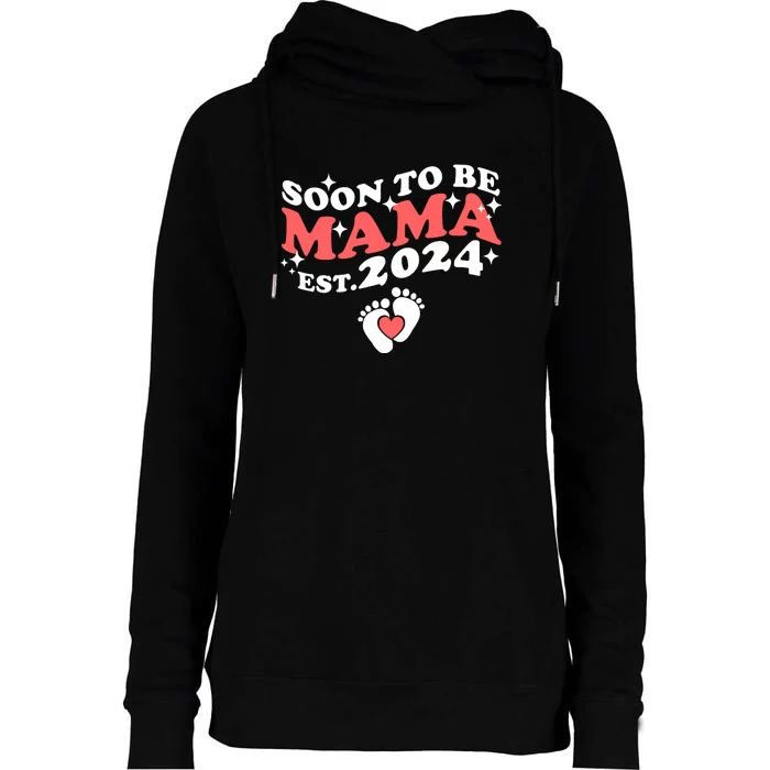 Promoted To Mama 2024 Soon To Be Mama Funny New Mom Mothers Day Womens Funnel Neck Pullover Hood