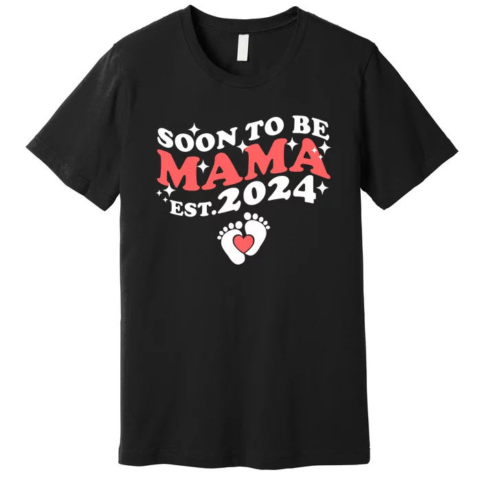 Promoted To Mama 2024 Soon To Be Mama Funny New Mom Mothers Day Premium T-Shirt