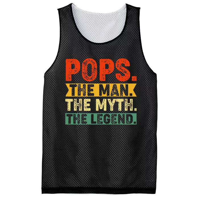 POPS THE MAN THE MYTH THE LEGEND Father's Day Gift Grandpa Mesh Reversible Basketball Jersey Tank