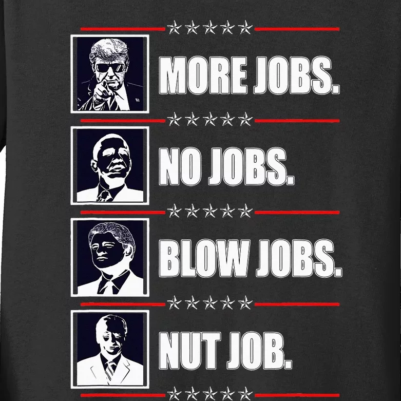 Political Trump More Jobs Obama Clinton Biden Kids Long Sleeve Shirt