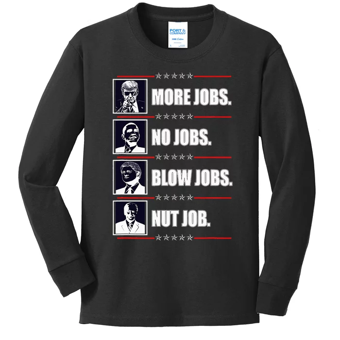 Political Trump More Jobs Obama Clinton Biden Kids Long Sleeve Shirt