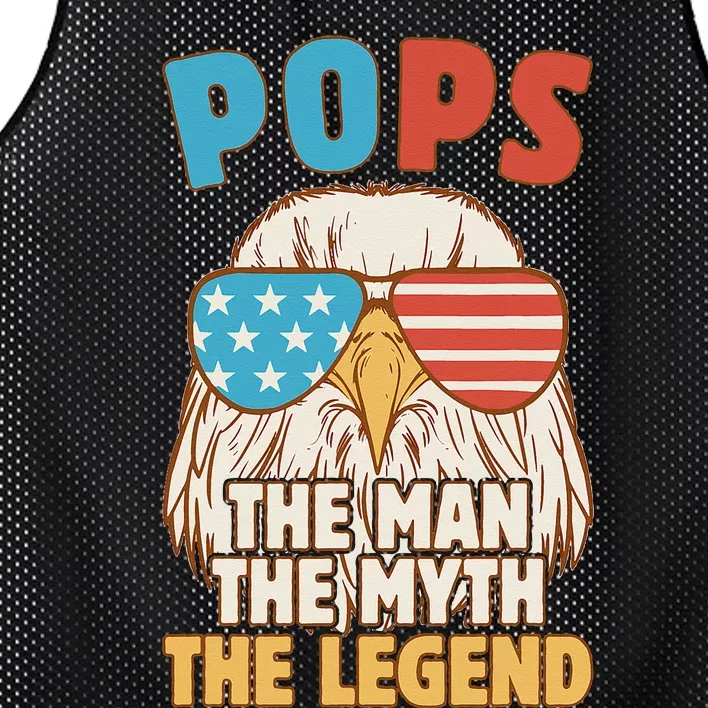 Pops The Man The Myth The Legend Father's Day Grandpa Mesh Reversible Basketball Jersey Tank