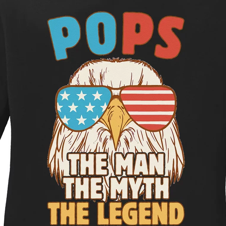 Pops The Man The Myth The Legend Father's Day Grandpa Ladies Long Sleeve Shirt