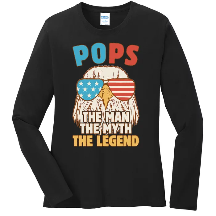 Pops The Man The Myth The Legend Father's Day Grandpa Ladies Long Sleeve Shirt