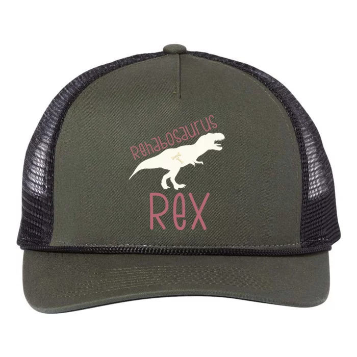 Physical Therapy Month Occupational Rehab Assistant Dinosaur Gift Retro Rope Trucker Hat Cap