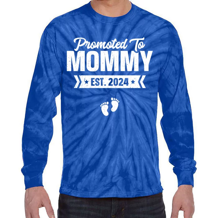 Promoted To Mommy Est 2024 Cool Gift For New Mommy Cool Gift Tie-Dye Long Sleeve Shirt