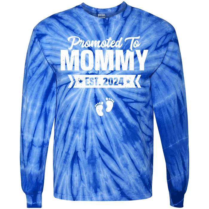 Promoted To Mommy Est 2024 Cool Gift For New Mommy Cool Gift Tie-Dye Long Sleeve Shirt