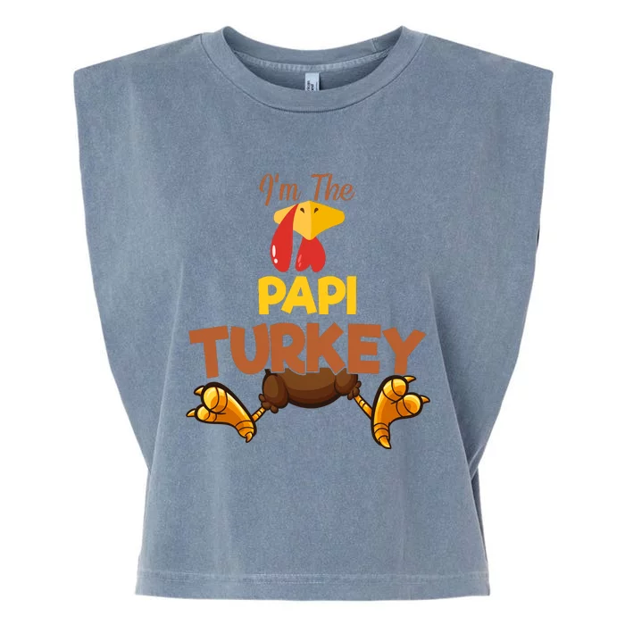 Papi Turkey Matching Family Group Thanksgiving Gifts Garment-Dyed Women's Muscle Tee