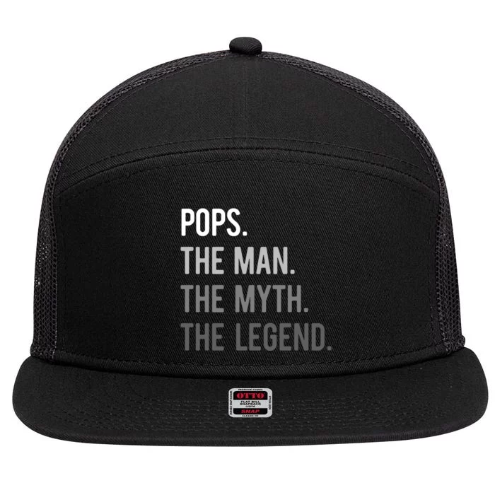 Pops The Man The Myth The Legend 7 Panel Mesh Trucker Snapback Hat