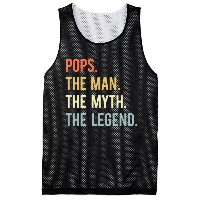 Pops The Man The Myth The Legend Retro Vintage Mesh Reversible Basketball Jersey Tank