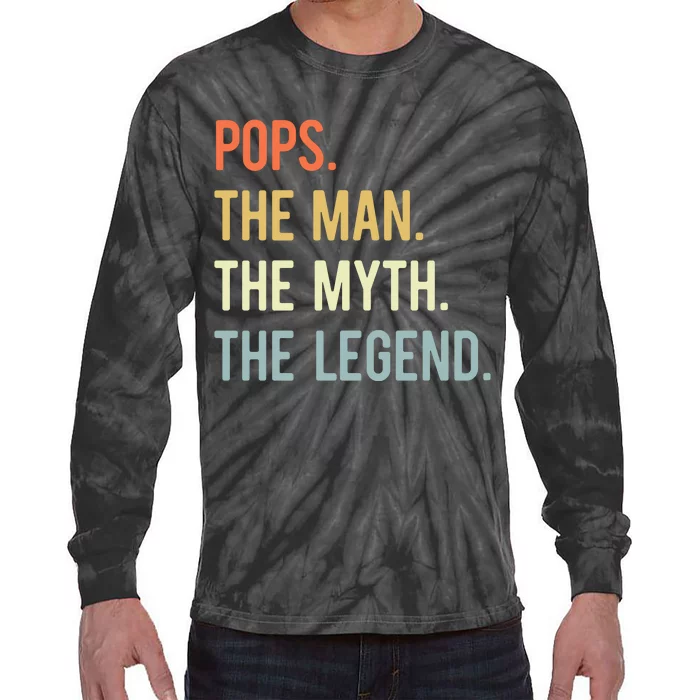 Pops The Man The Myth The Legend Retro Vintage Tie-Dye Long Sleeve Shirt