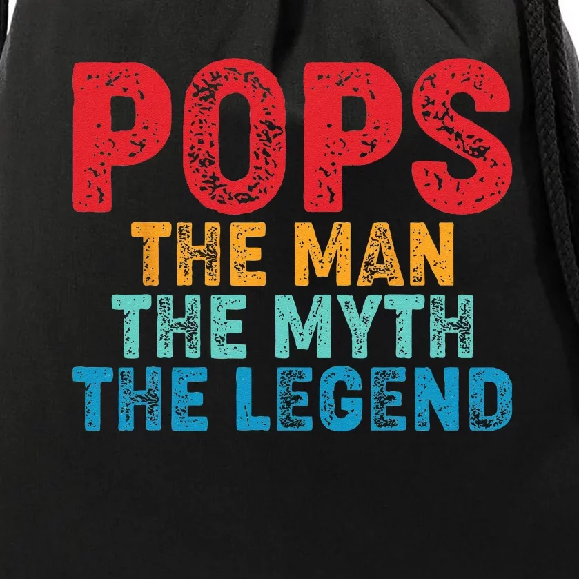 Pops The Man The Myth The Legend Fathers Day Grandpa Drawstring Bag