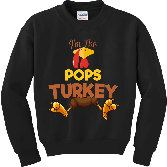 Pops Turkey Matching Family Group Thanksgiving Gifts Kids Sweatshirt