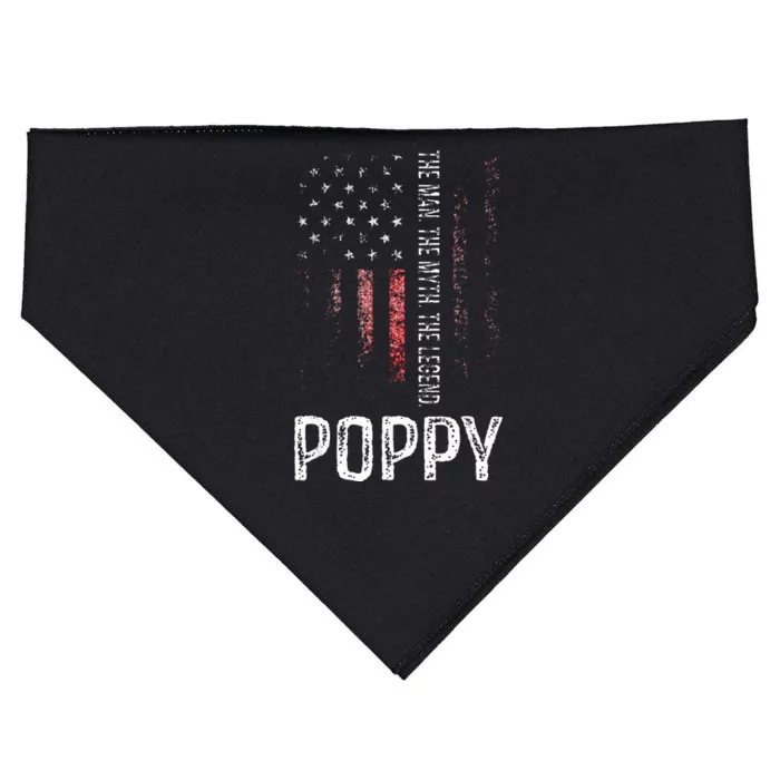 Poppy The Man The Myth The Legend Grandpa USA-Made Doggie Bandana