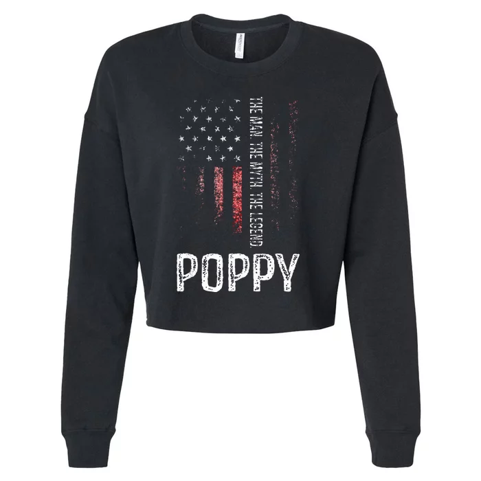 Poppy The Man The Myth The Legend Grandpa Cropped Pullover Crew