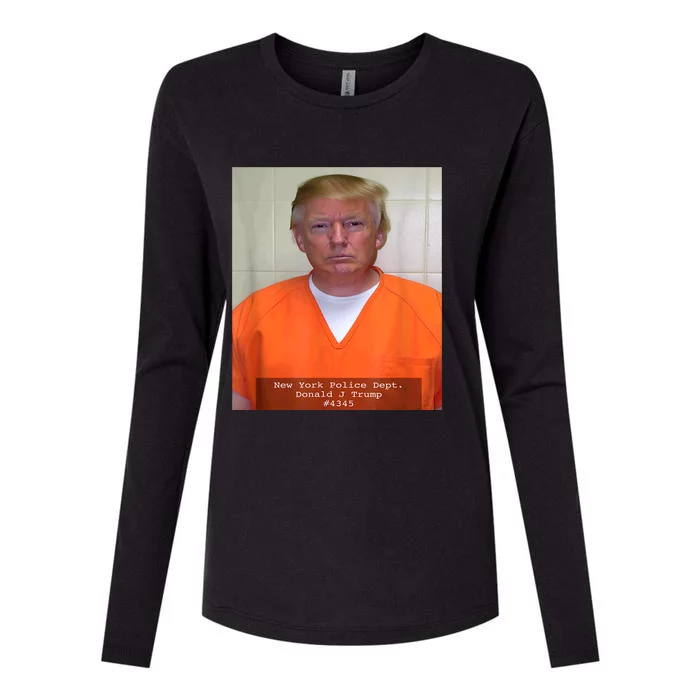 President Trump Mug Shot Womens Cotton Relaxed Long Sleeve T-Shirt