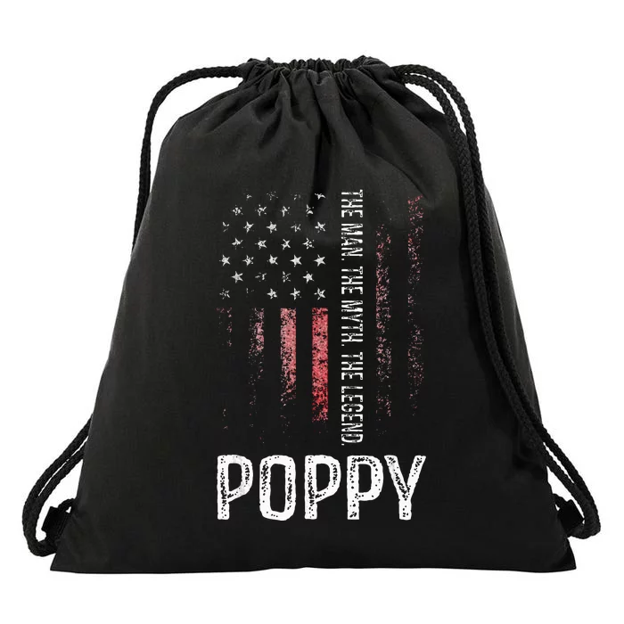 Poppy The Man The Myth The Legend Grandpa Gift Drawstring Bag