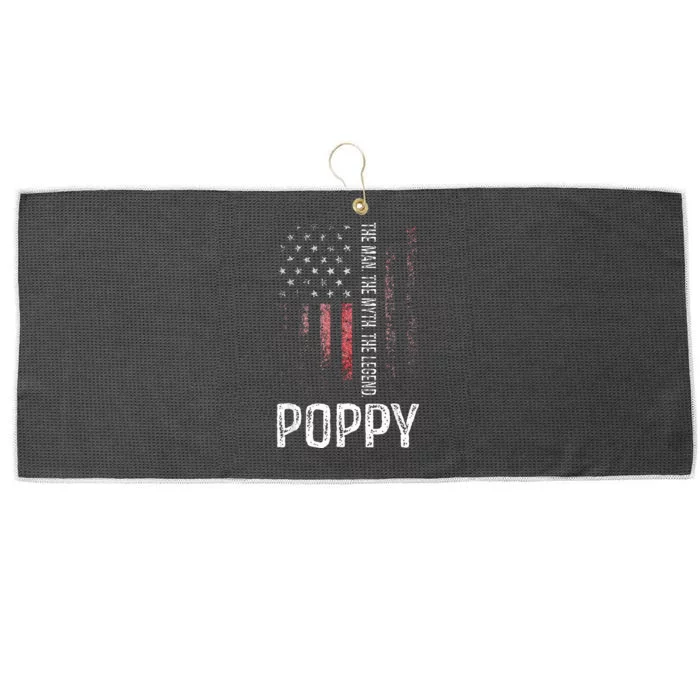 Poppy The Man The Myth The Legend Grandpa Gift Large Microfiber Waffle Golf Towel