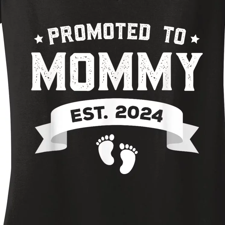 Promoted To Mommy Est. 2024 New Mom Gift First Mommy Women's V-Neck T-Shirt