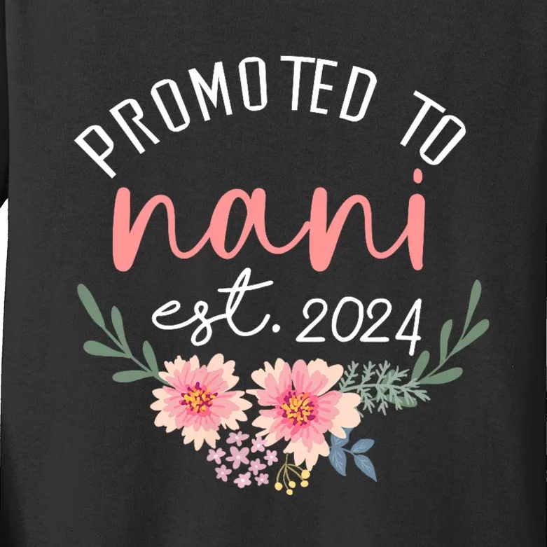 Promoted To Nani Est 2024 First Time Grandma Kids Long Sleeve Shirt