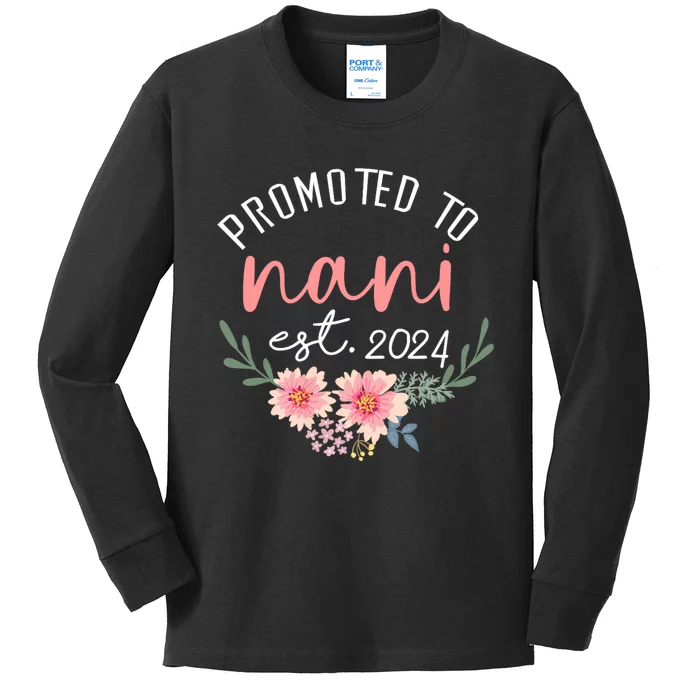 Promoted To Nani Est 2024 First Time Grandma Kids Long Sleeve Shirt