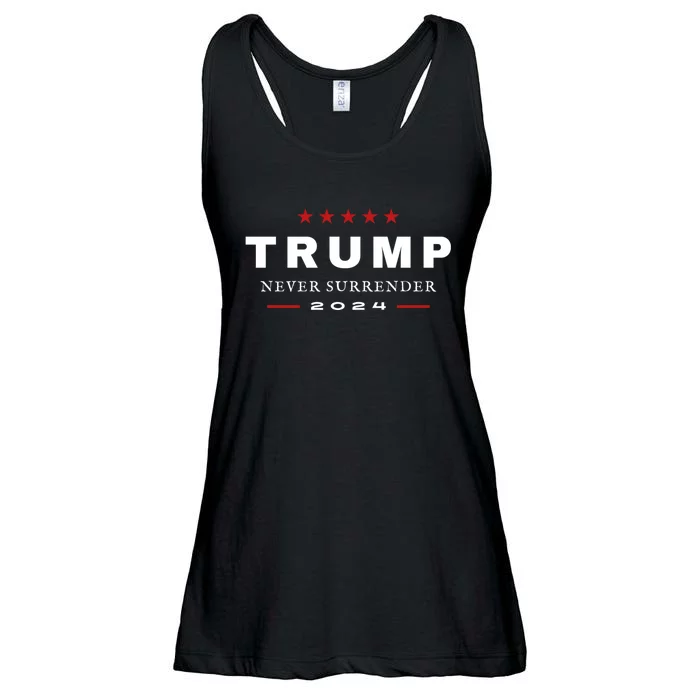 President Trump Never Surrender 2024 Maga Patriotic Ladies Essential Flowy Tank