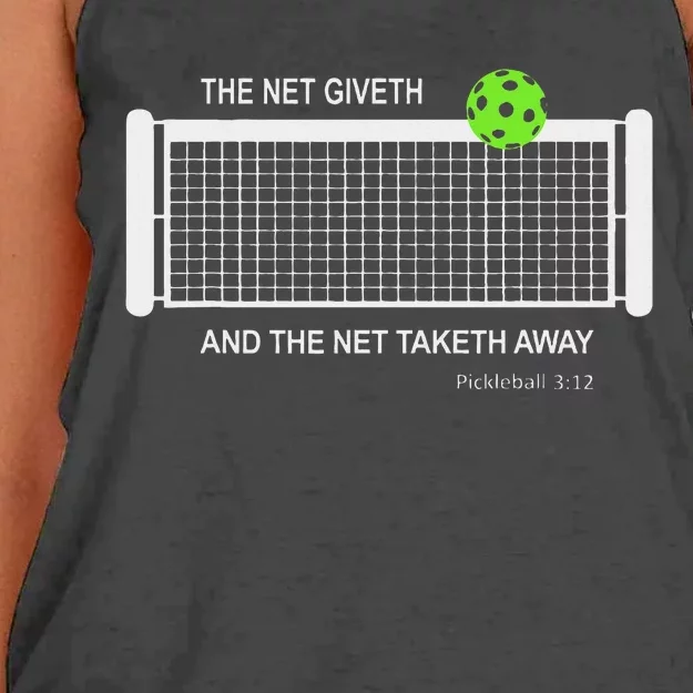 Pickleball The Net Giveth Funny Pickleball Pickleball Lovers Women's Knotted Racerback Tank