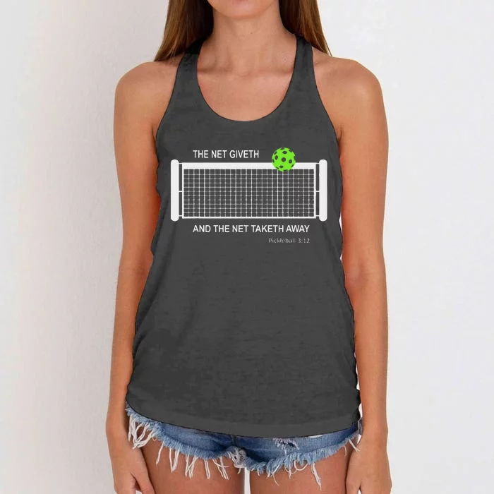 Pickleball The Net Giveth Funny Pickleball Pickleball Lovers Women's Knotted Racerback Tank