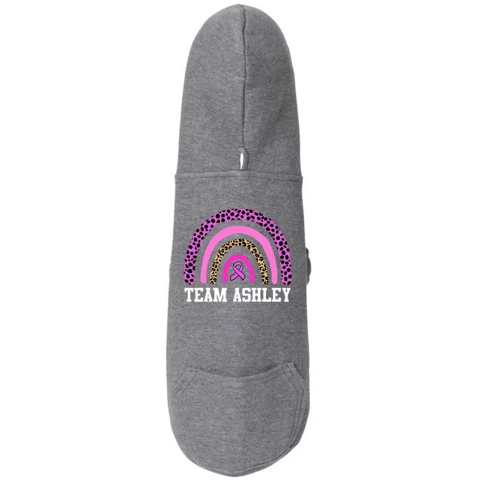 Personalize Team Name Custom Breast Cancer Doggie 3-End Fleece Hoodie