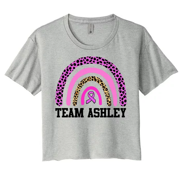 Personalize Team Name Custom Breast Cancer Women's Crop Top Tee