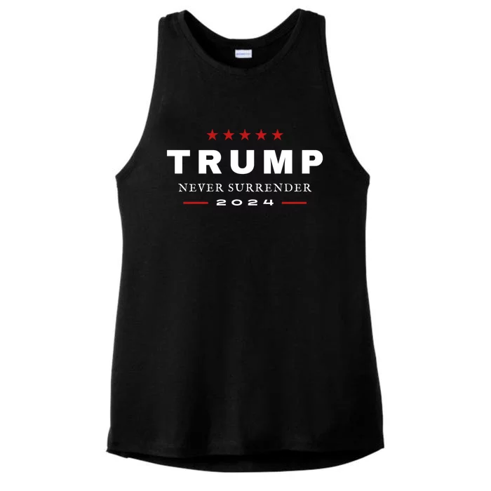 President Trump Never Surrender 2024 Maga Patriotic Ladies Tri-Blend Wicking Tank