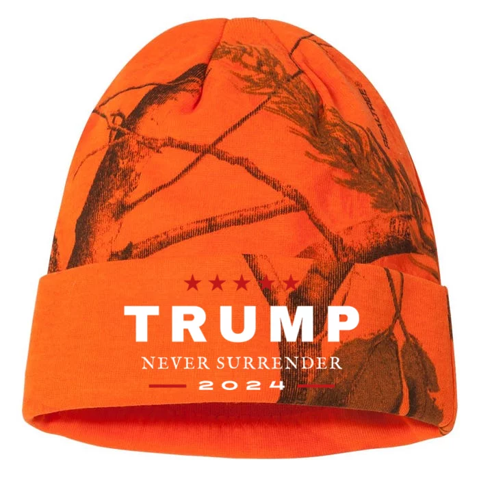 President Trump Never Surrender 2024 Maga Patriotic Kati - 12in Camo Beanie