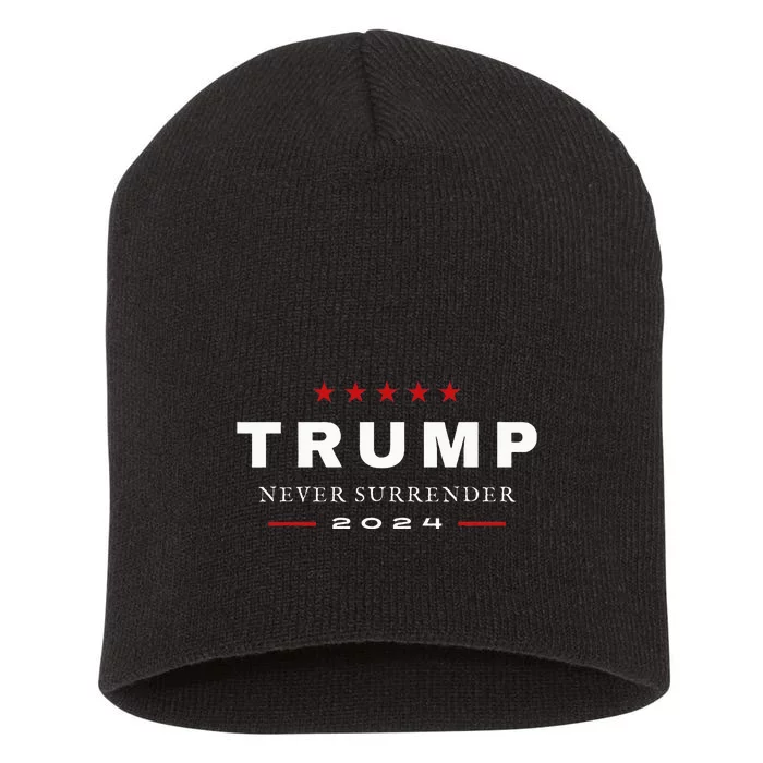 President Trump Never Surrender 2024 Maga Patriotic Short Acrylic Beanie