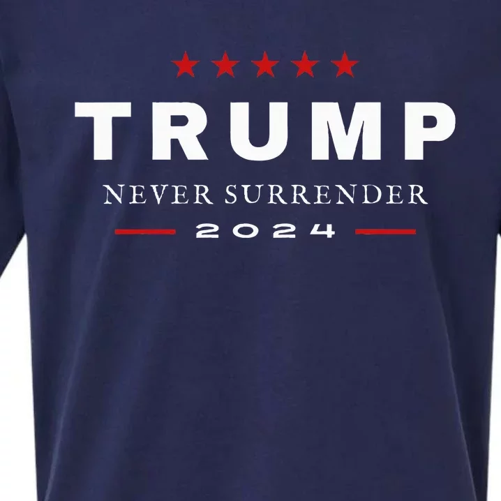 President Trump Never Surrender 2024 Maga Patriotic Sueded Cloud Jersey T-Shirt