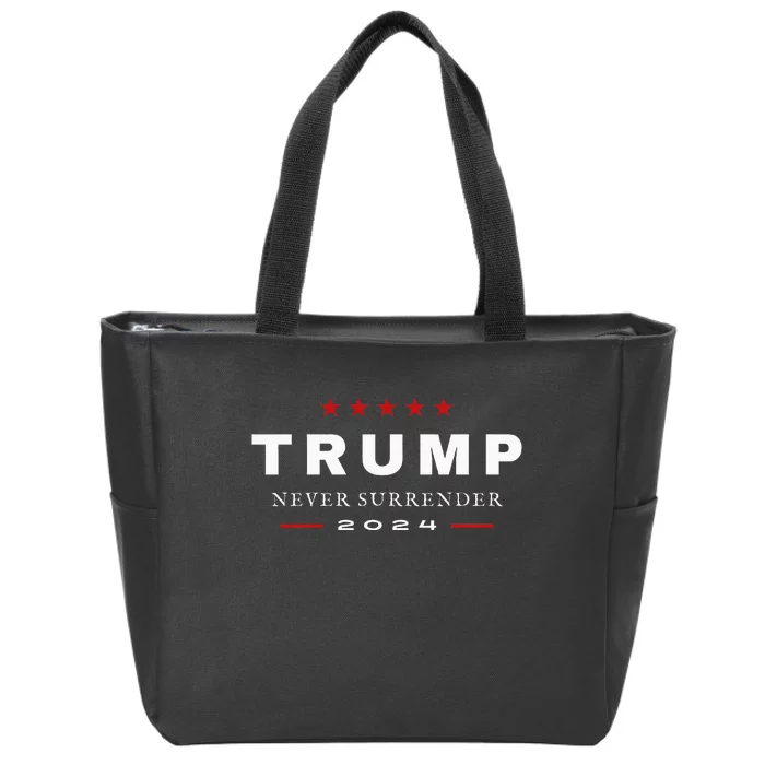 President Trump Never Surrender 2024 Maga Patriotic Zip Tote Bag