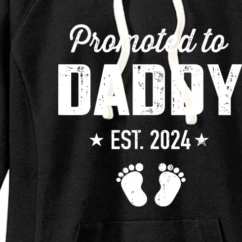 Promoted To New Daddy 2024 Soon To Be Dad Fathers Day Women's Fleece Hoodie