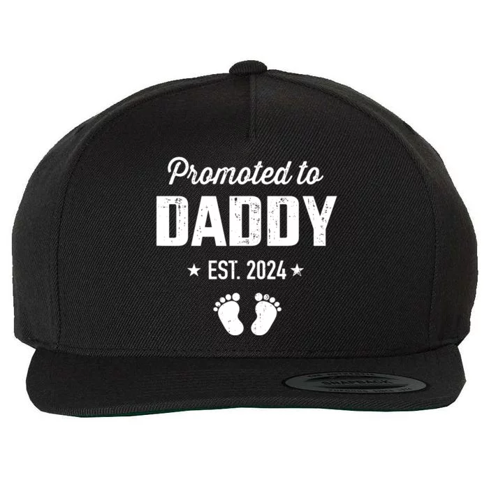 Promoted To New Daddy 2024 Soon To Be Dad Fathers Day Wool Snapback Cap