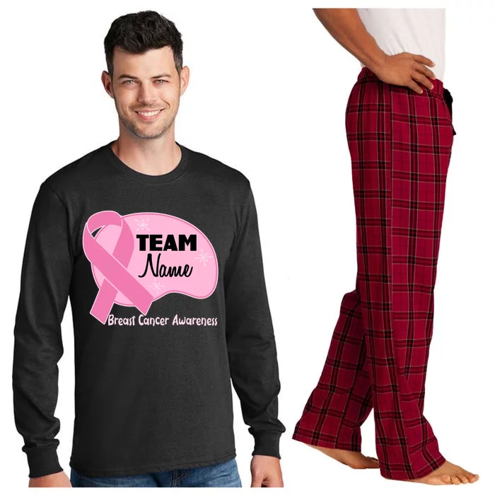 Personalize Team Name Breast Cancer Awareness Custom Long Sleeve Pajama Set