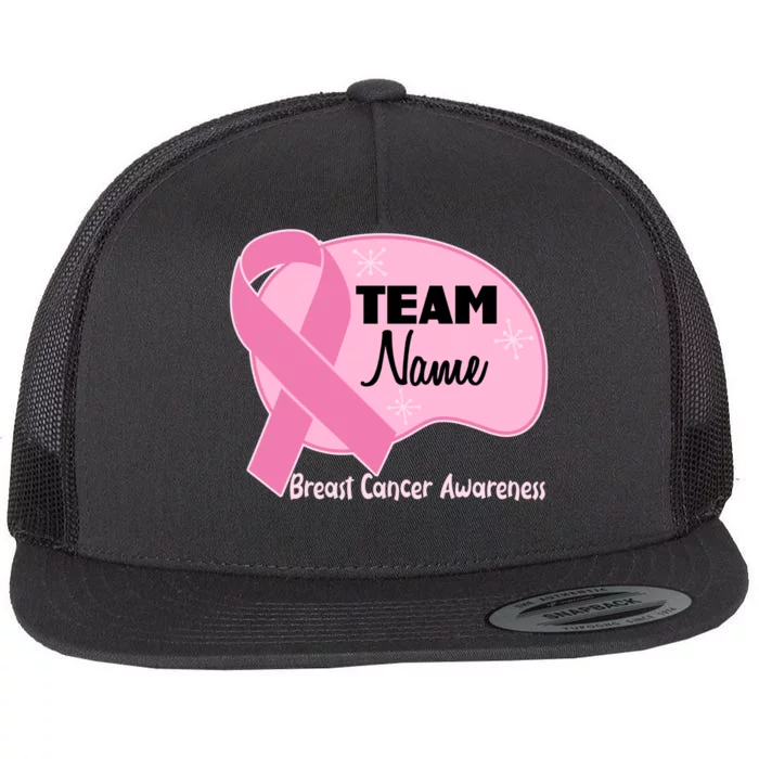 Personalize Team Name Breast Cancer Awareness Custom Flat Bill Trucker Hat